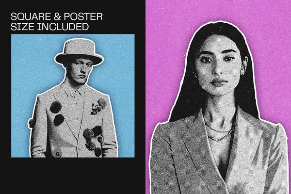 Cutout Risoprint Square And Poster Photo Effect