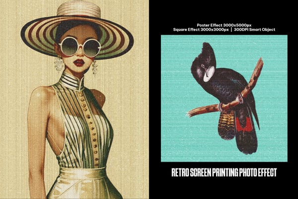 Retro Screen Printing Square And Poster Photo Effect