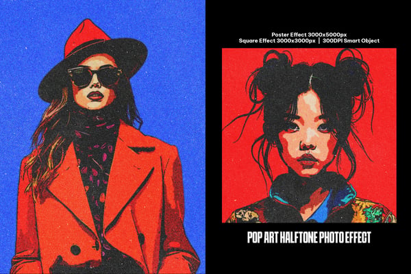 Pop Art Halftone Square And Poster Photo Effect