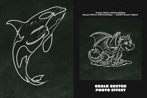 Chalk Sketch Square And Poster Photo Effect