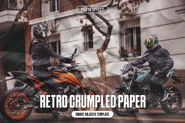 Retro Crumpled Paper Photo Effect