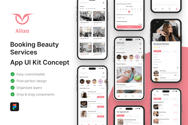 Aliaa - Booking Beauty Services App UI Kit