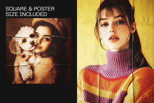 Retro Printed Square And Poster Photo Effect