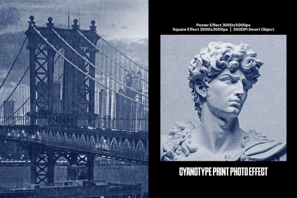 Cyanotype Print Square And Poster Photo Effect