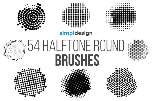 54 Halftone Round Photoshop Brushes