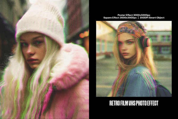 Retro Film VHS Square And Poster Photo Effect