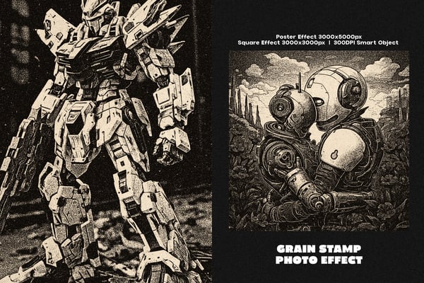 Grain Stamp Square And Poster Photo Effect