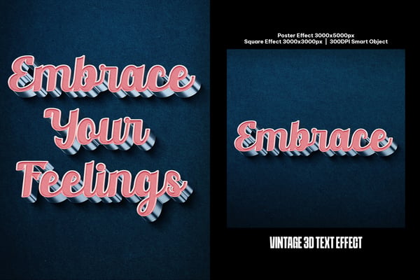 Vintage 3D Square And Poster Text Effect