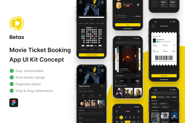 Betas - Movie Ticket Booking App UI Kit