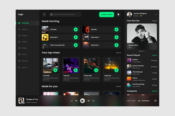 Music Dashboard UI Kit