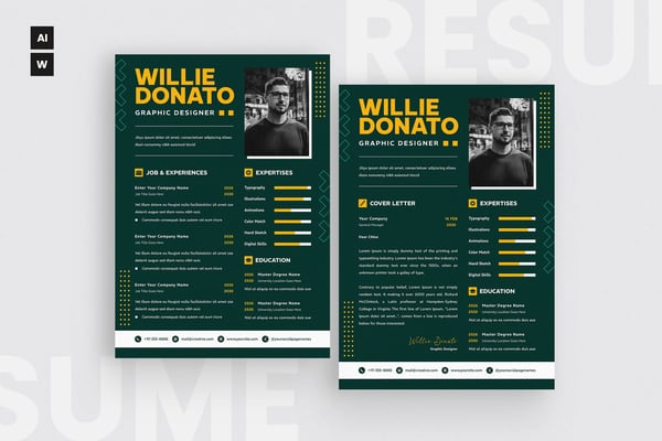 Green Background Resume CV