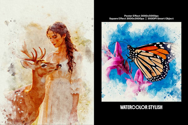 Watercolor Stylish  Square And Poster Photo Effect