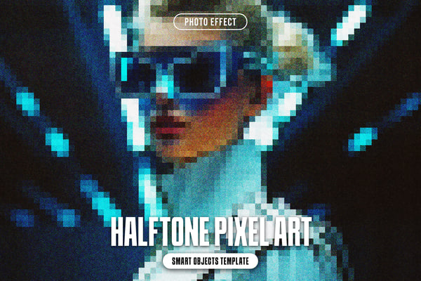 Halftone Pixel Art Photo Effect