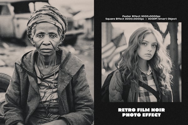 Retro Film Noir Square And Poster Photo Effect