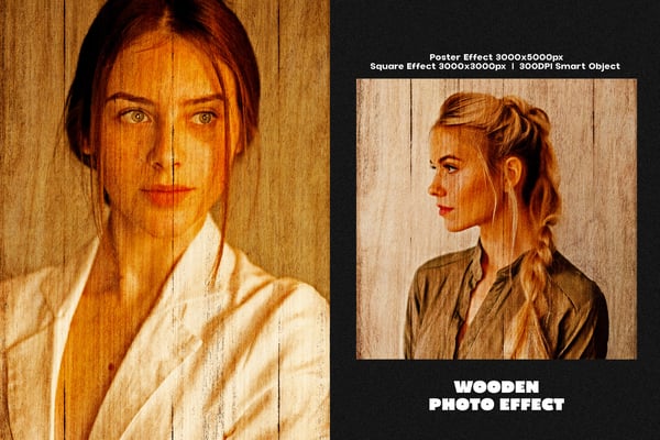 Wooden Square And Poster Photo Effect