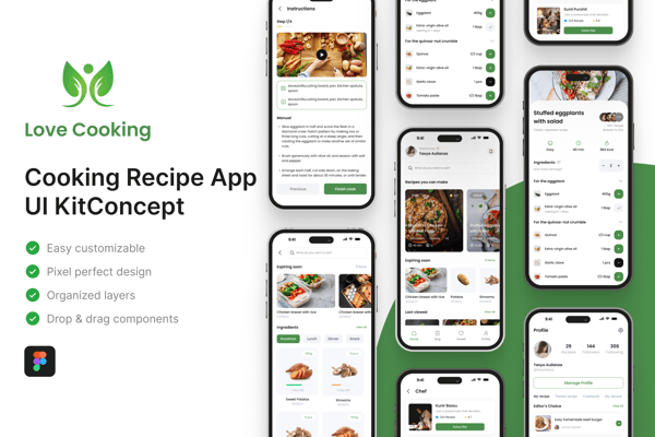 Love Cooking - Cooking Recipe App UI Kit