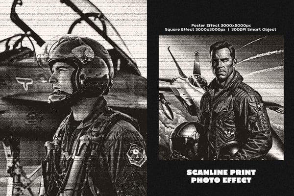 Scanline Print Square And Poster Photo Effect