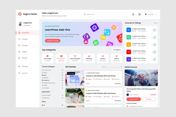 Online Course Dashboard UI Kit