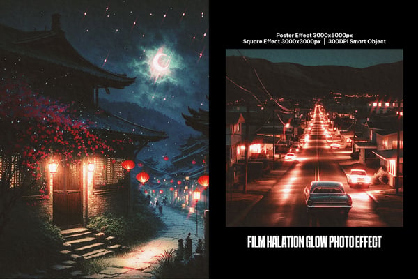 Film Halation Glow Square And Poster Photo Effect