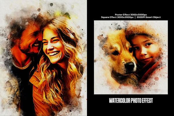 Watercolor Square And Poster Photo Effect