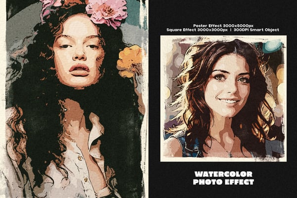 Watercolor Square And Poster Photo Effect