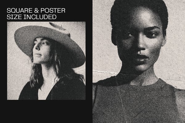 Retro Risoprint Square And Poster Photo Effect