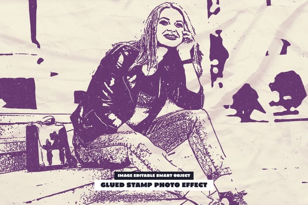 Glued Stamp Photo Effect
