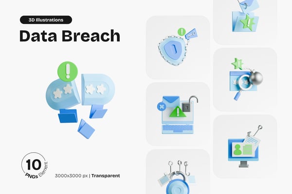 Data Breach 3D Icon Pack