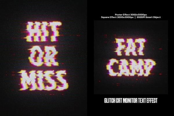 Glitch CRT Monitor Square And Poster Text Effect