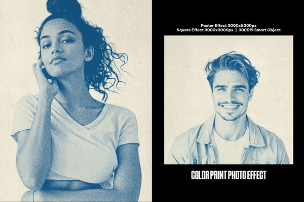Color Print Square And Poster Photo Effect