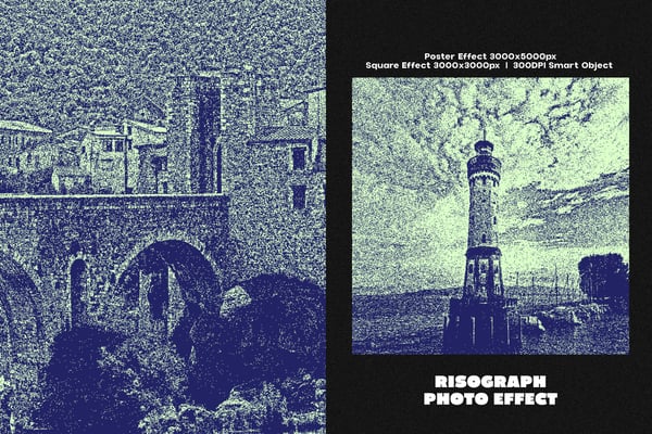 Risograph Square And Poster Photo Effect