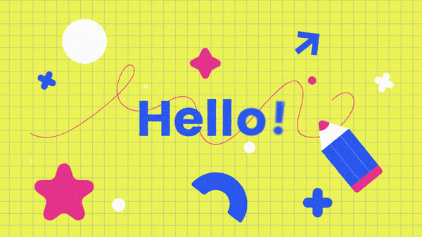 Colorful Cartoon Pencil Writing Hello Intro