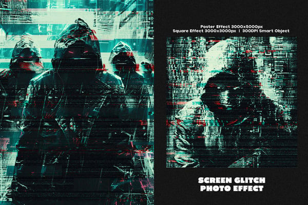 Screen Glitch Square And Poster Photo Effect