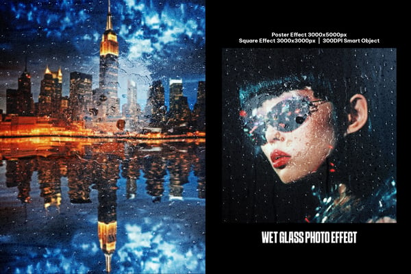 Wet Glass Square And Poster Photo Effect