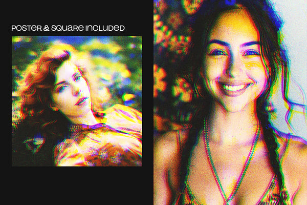 RGB Split Grainy Square And Poster Photo Effect