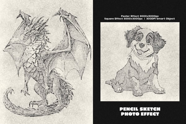 Pencil Sketch Square And Poster Photo Effect