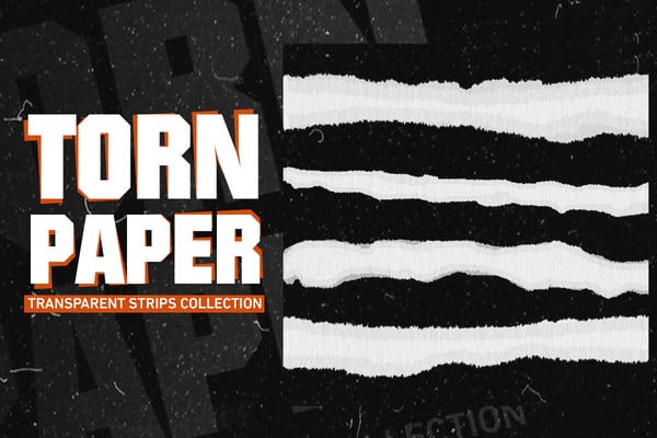 Free Torn paper transparent strips collection