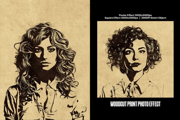 Woodcut Print Square And Poster Photo Effect