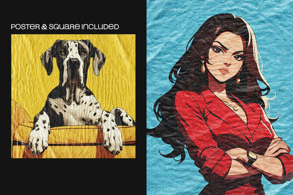 Retro Glued Print Square And Poster Photo Effect