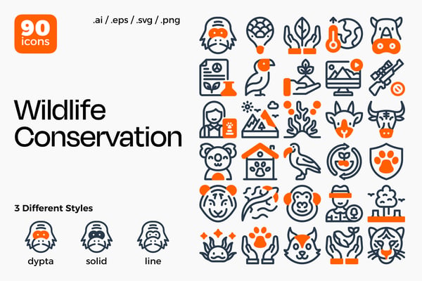 Wildlife Conservation Icon Set