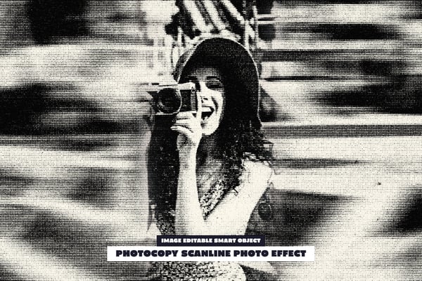 Photocopy Scanline Photo Effect