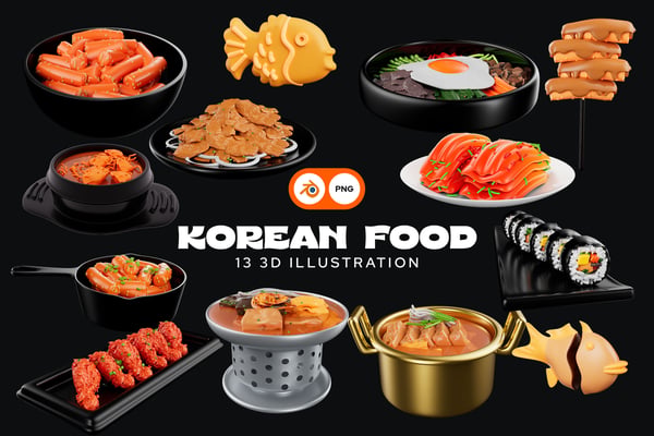 Korean Food 3D Illustration Pack