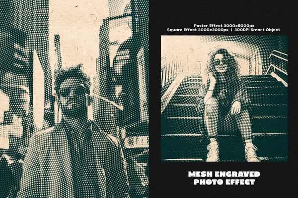 Mesh Engraved Square And Poster Photo Effect