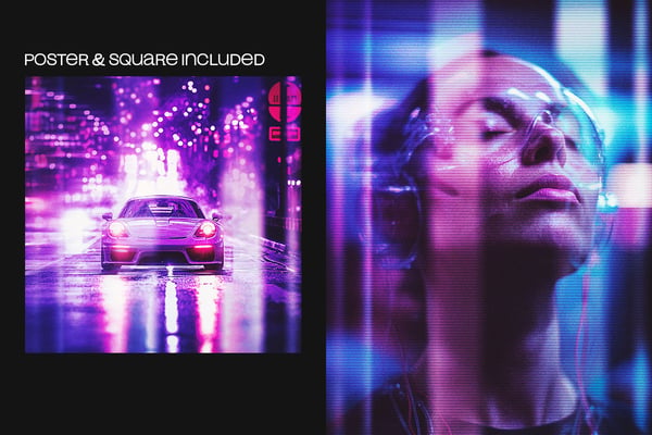 Cyberpunk Square And Poster Photo Effect