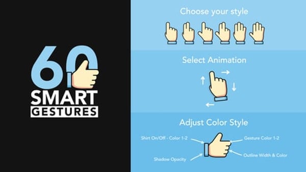 60 Smart Gestures – 4K Trigger Gesture Animations for App & Web Promo