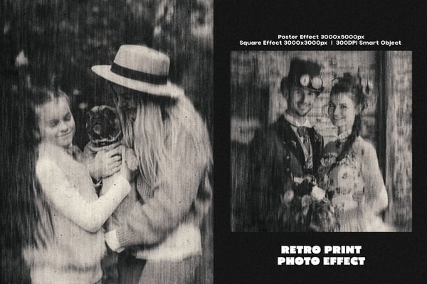 Retro Print Square And Poster Photo Effect