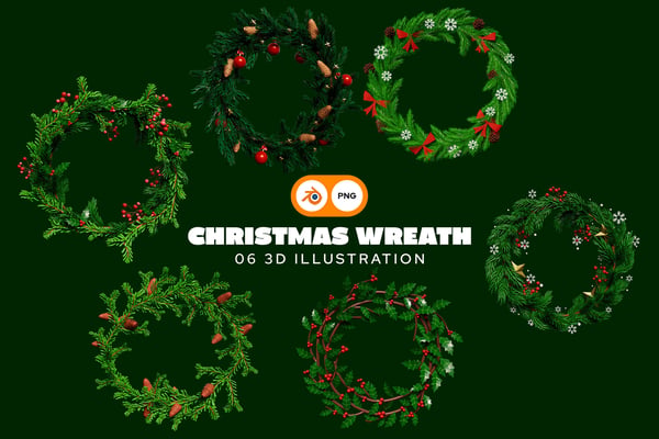 Christmas Wreath 3D Illustration Pack