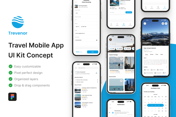 Trevenor - Travel Mobile App UI Kit