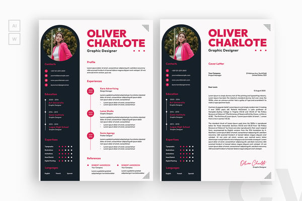 Pink Color Graphics Resume CV