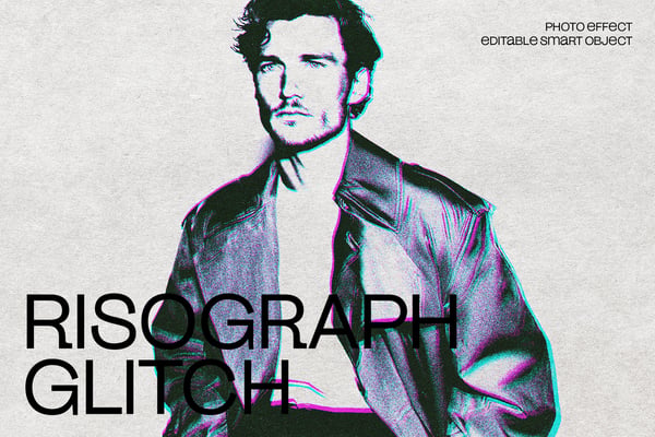 Risograph Glitch Photo Effect